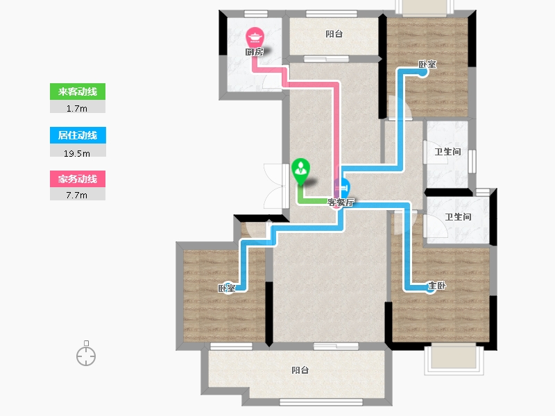 湖南省-长沙市-宇业东方红郡-92.35-户型库-动静线