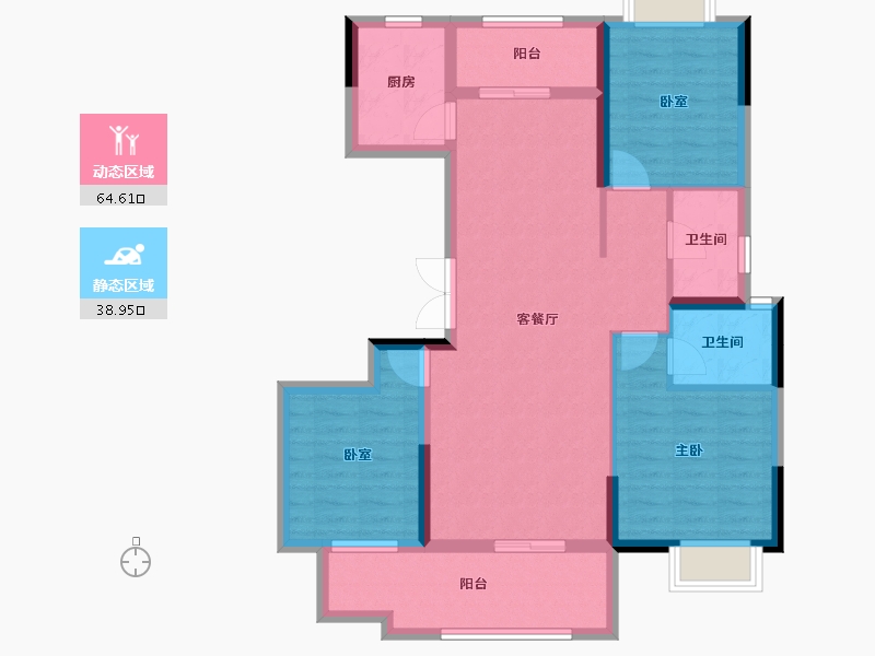 湖南省-长沙市-宇业东方红郡-92.35-户型库-动静分区