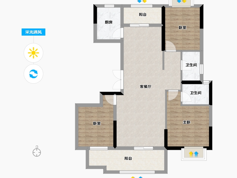 湖南省-长沙市-宇业东方红郡-92.35-户型库-采光通风