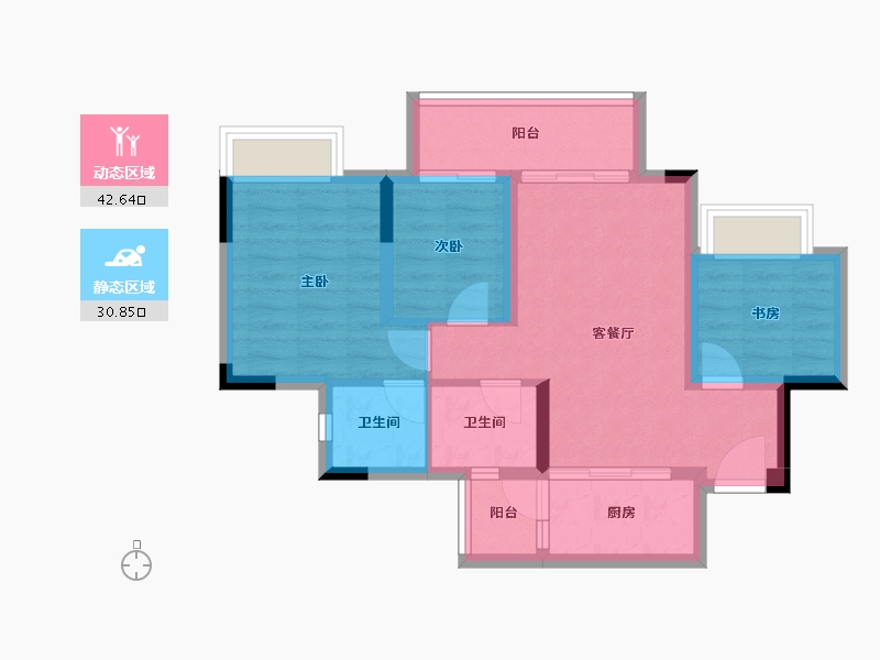 重庆-重庆市-中航昕晖璟辰-64.76-户型库-动静分区