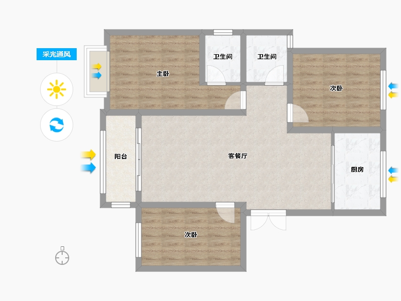 山西省-运城市-风陵绿洲北苑-95.00-户型库-采光通风