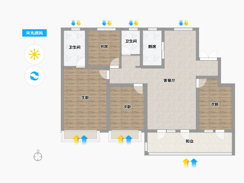 山东省-烟台市-金科博翠山-122.89-户型库-采光通风