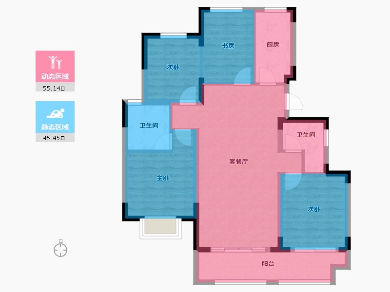 江苏省-南通市-崇明岛大爱城-90.01-户型库-动静分区