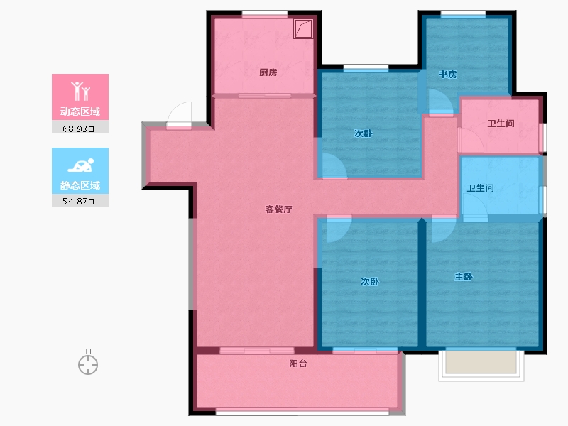 江苏省-无锡市-红豆香江华府-110.74-户型库-动静分区