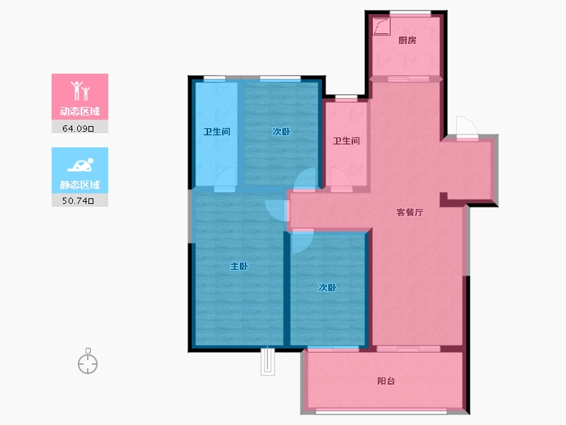 江苏省-无锡市-红豆香江华府-102.09-户型库-动静分区