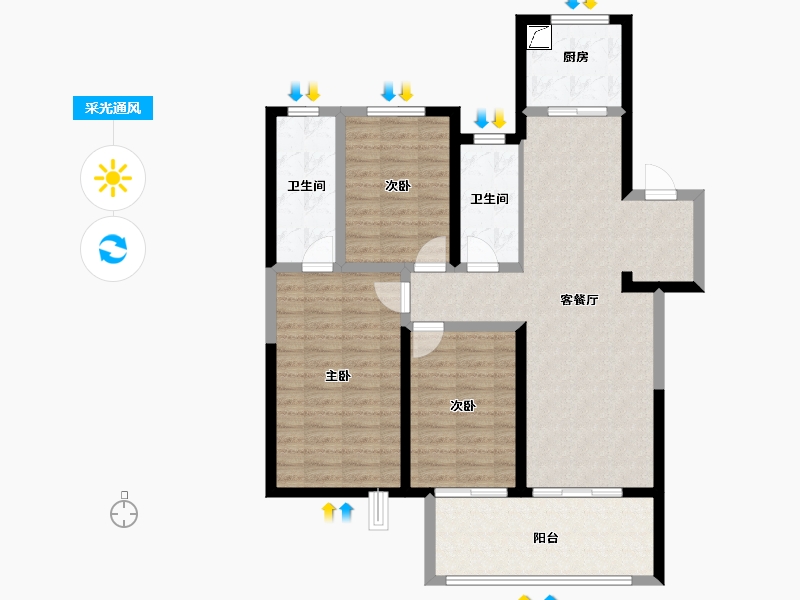 江苏省-无锡市-红豆香江华府-102.09-户型库-采光通风