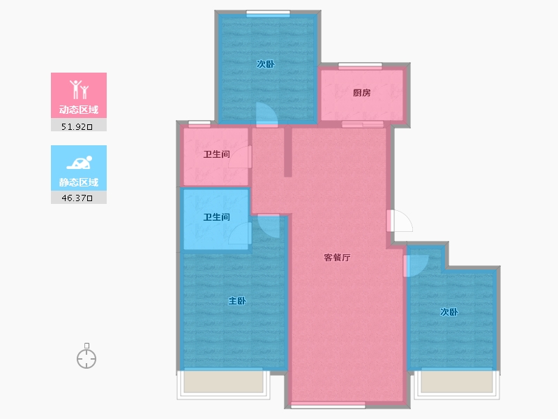 山东省-烟台市-万光山海城B区御山海-88.00-户型库-动静分区