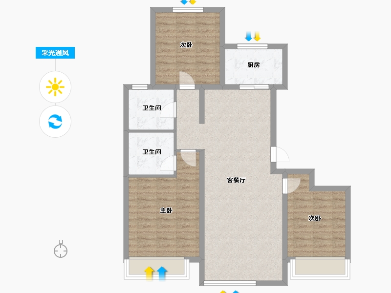 山东省-烟台市-万光山海城B区御山海-88.00-户型库-采光通风