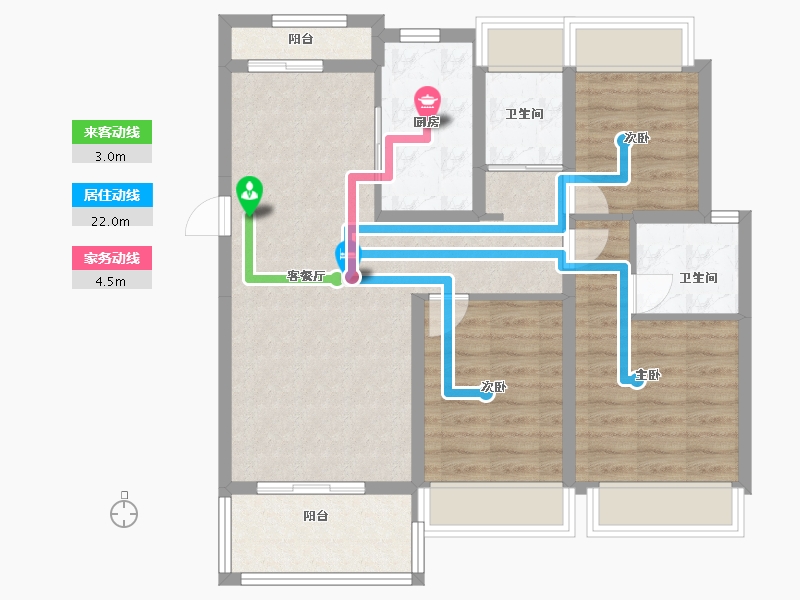 广东省-江门市-恩平碧桂园世纪城-84.75-户型库-动静线