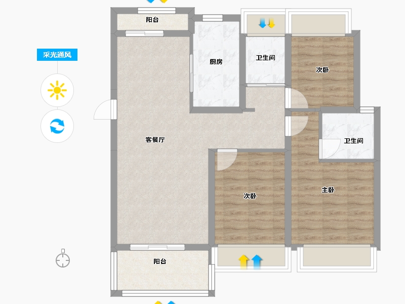 广东省-江门市-恩平碧桂园世纪城-84.75-户型库-采光通风