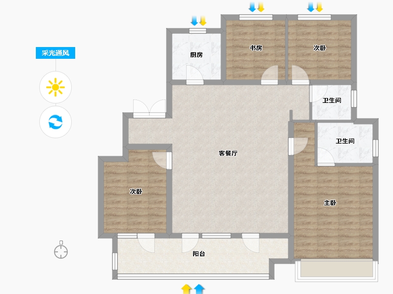 山东省-烟台市-金科博翠山-111.29-户型库-采光通风