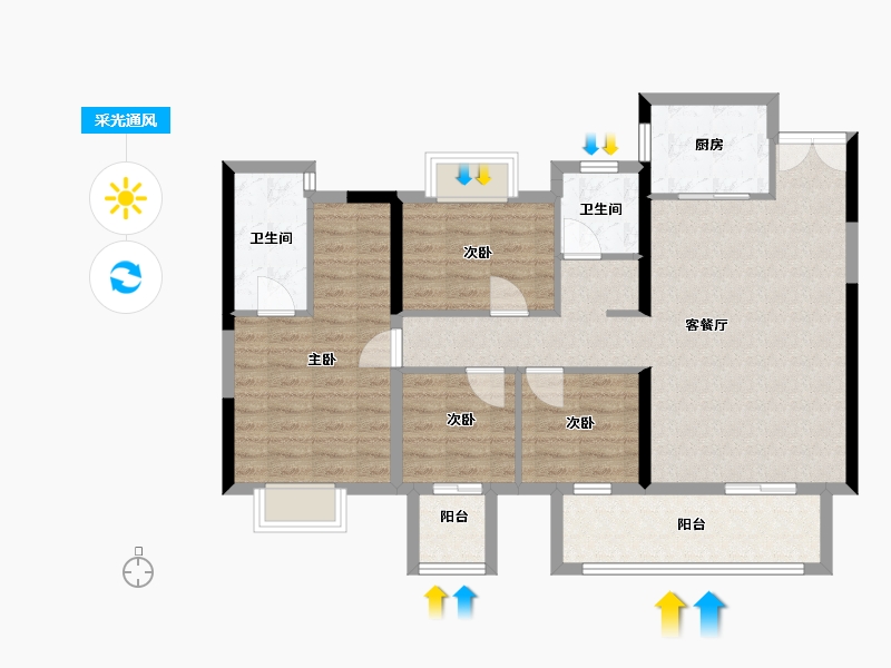 福建省-三明市-宜和佳苑-99.00-户型库-采光通风