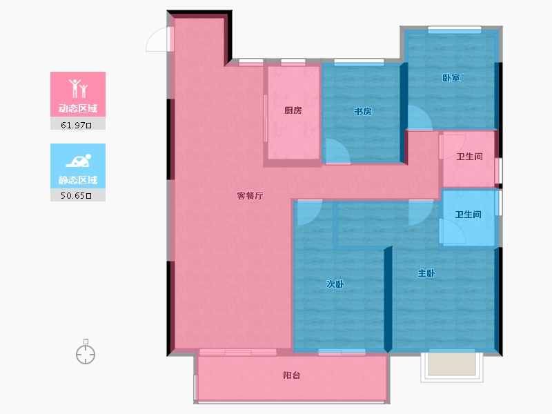 浙江省-金华市-云璟园-102.29-户型库-动静分区