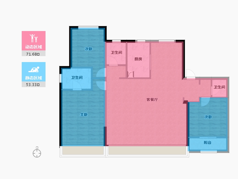 陕西省-西安市-中粮·奥体壹号-113.60-户型库-动静分区