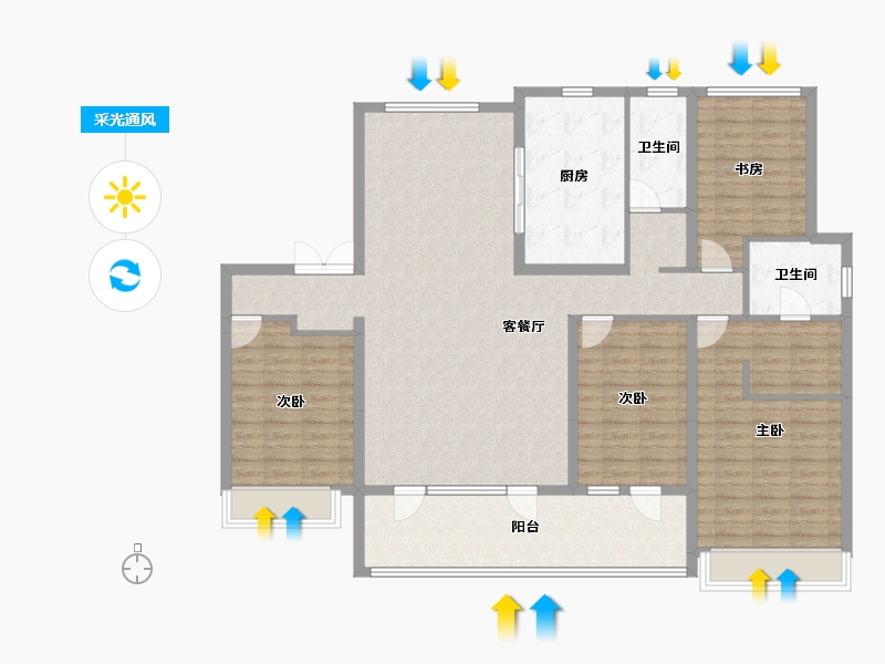 山东省-烟台市-金科博翠山-144.99-户型库-采光通风