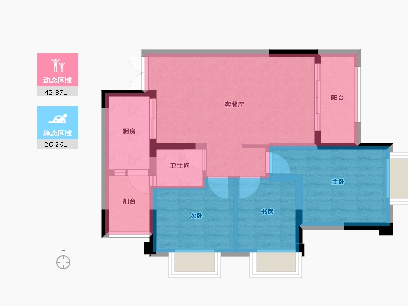 重庆-重庆市-万腾御景城-61.07-户型库-动静分区