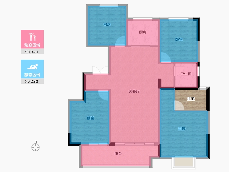 山东省-烟台市-龙樾府-100.98-户型库-动静分区