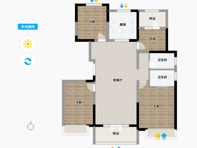 陕西省-西安市-世园·林语-115.15-户型库-采光通风