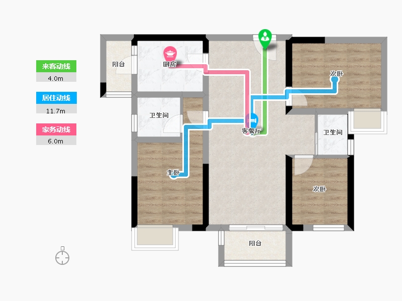 重庆-重庆市-金科联发東悦府-74.11-户型库-动静线