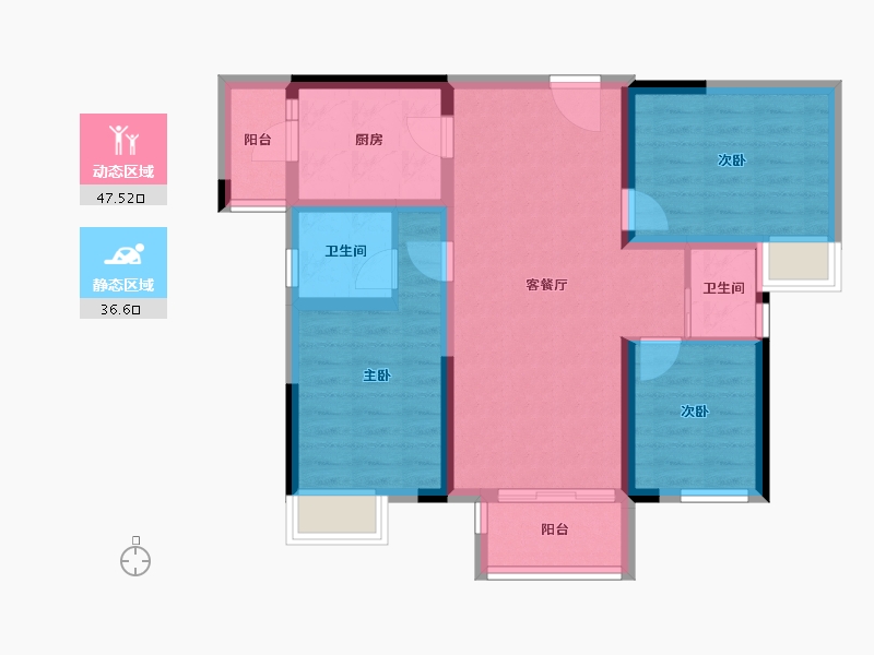 重庆-重庆市-金科联发東悦府-74.11-户型库-动静分区