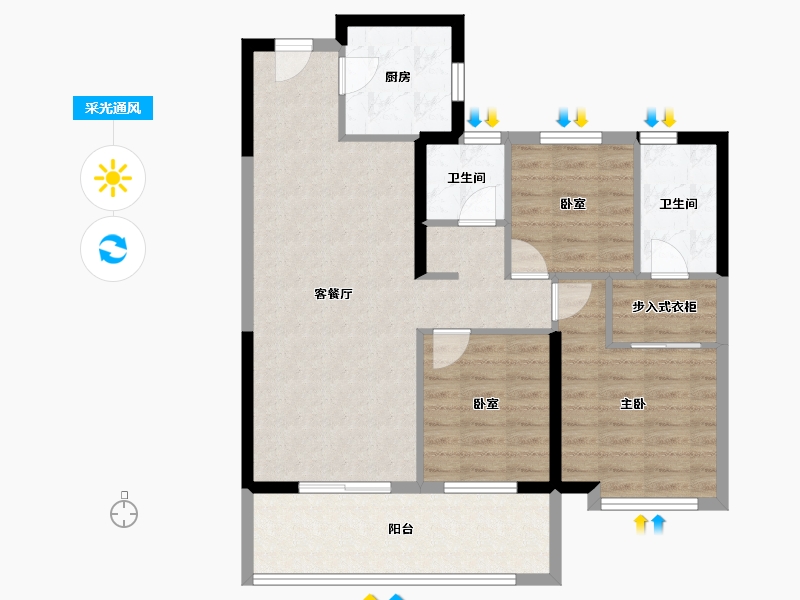 甘肃省-兰州市-瑞岭学府-88.00-户型库-采光通风