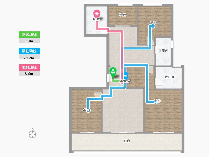 湖北省-荆州市-楚天都市诚园-128.00-户型库-动静线