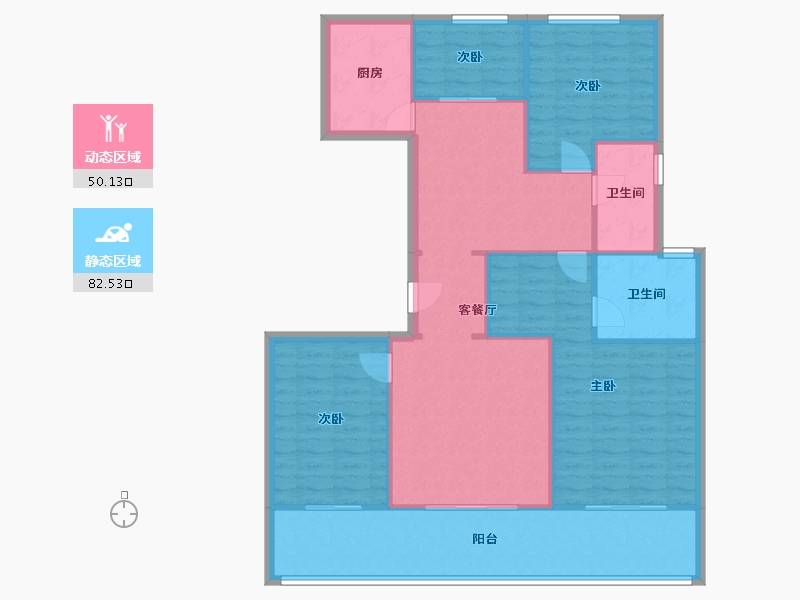 湖北省-荆州市-楚天都市诚园-128.00-户型库-动静分区