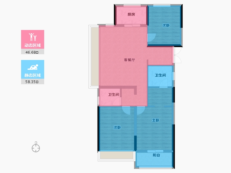 浙江省-台州市-蓝城澄园-94.40-户型库-动静分区