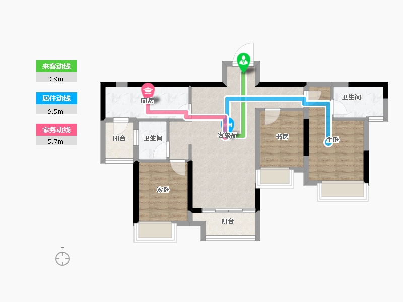 重庆-重庆市-龙湖焕城-74.73-户型库-动静线