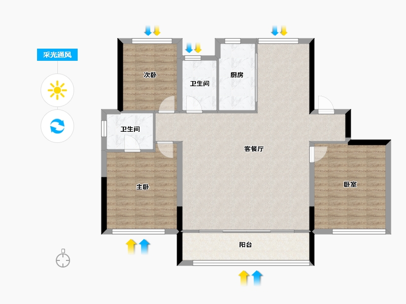 山东省-烟台市-金地浅山艺境玺湖-112.13-户型库-采光通风