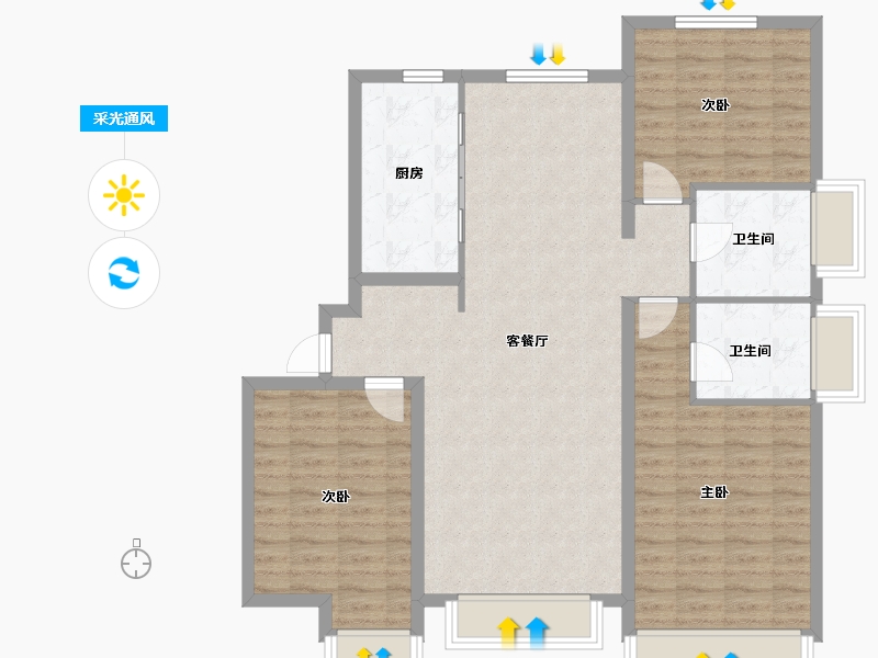 山东省-烟台市-万光山海城B区御山海-103.61-户型库-采光通风