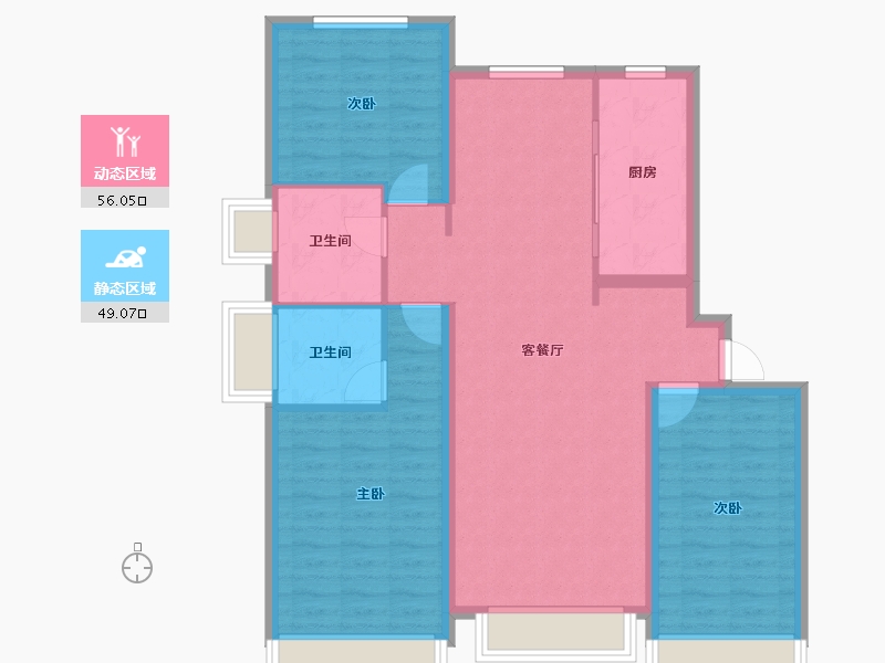 山东省-烟台市-万光山海城B区御山海-94.80-户型库-动静分区