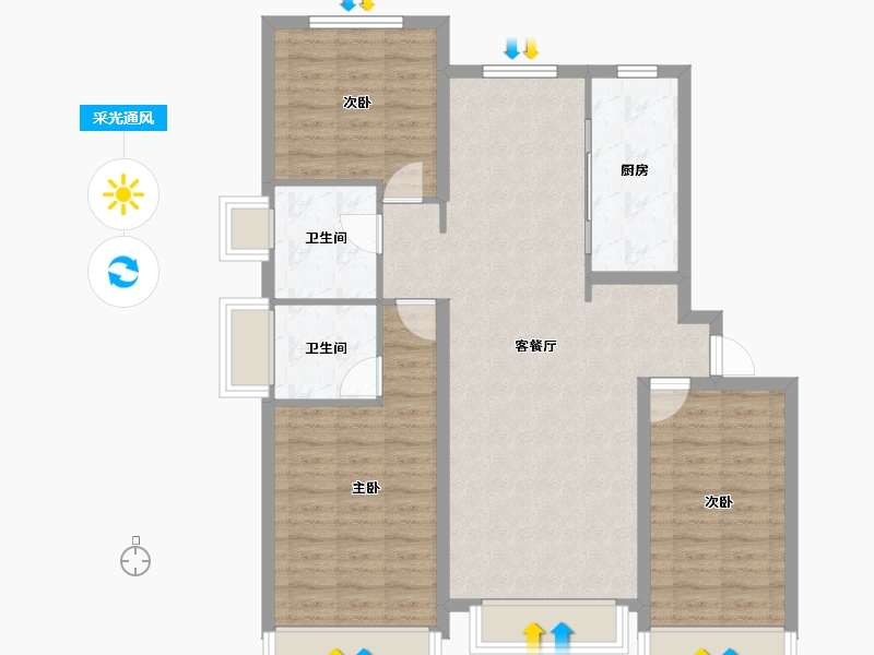 山东省-烟台市-万光山海城B区御山海-94.80-户型库-采光通风