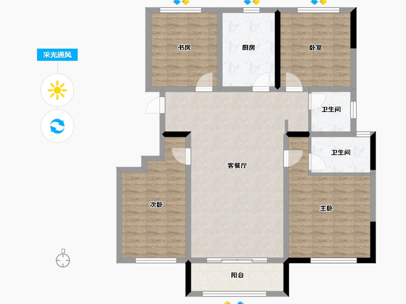 山东省-烟台市-金地浅山艺境玺湖-114.40-户型库-采光通风