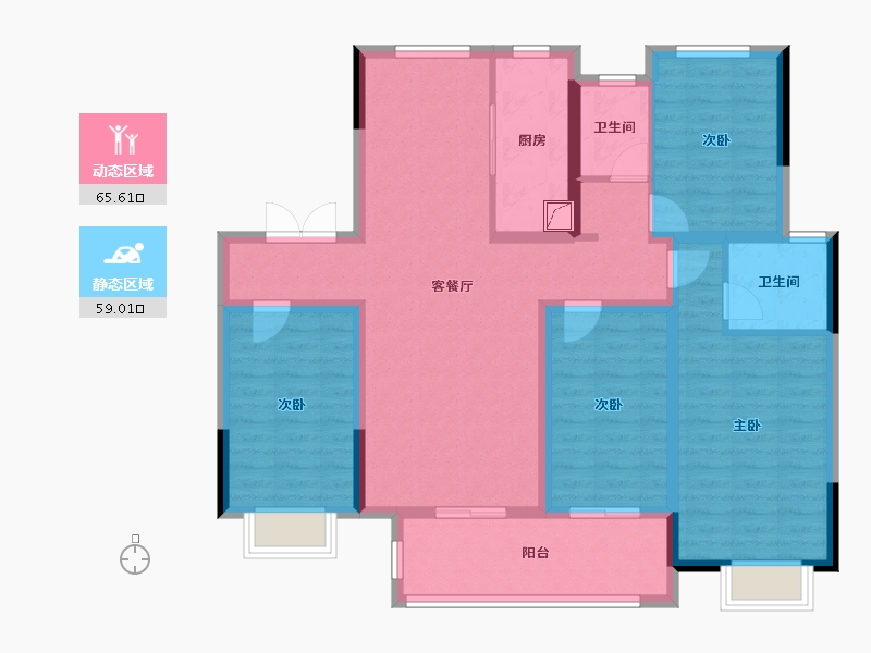 江苏省-徐州市-九巨龙龙城樾府-110.78-户型库-动静分区