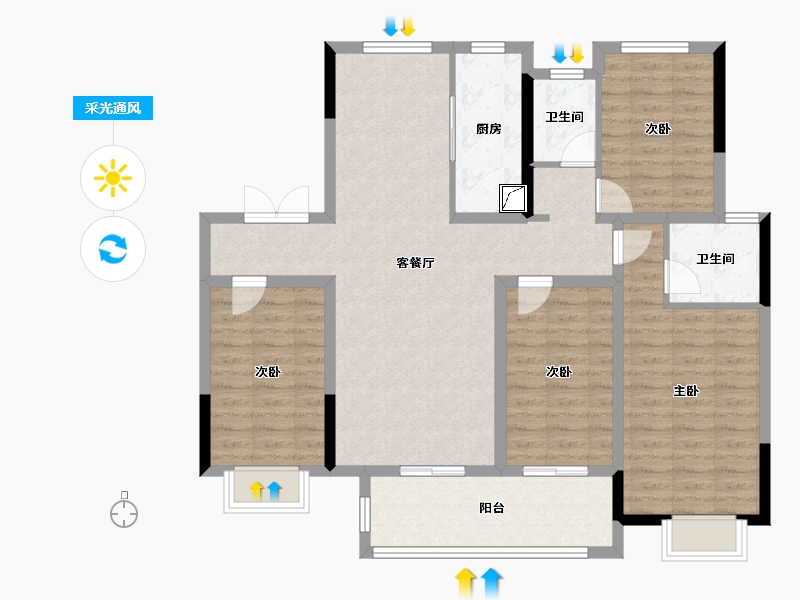 江苏省-徐州市-九巨龙龙城樾府-110.78-户型库-采光通风