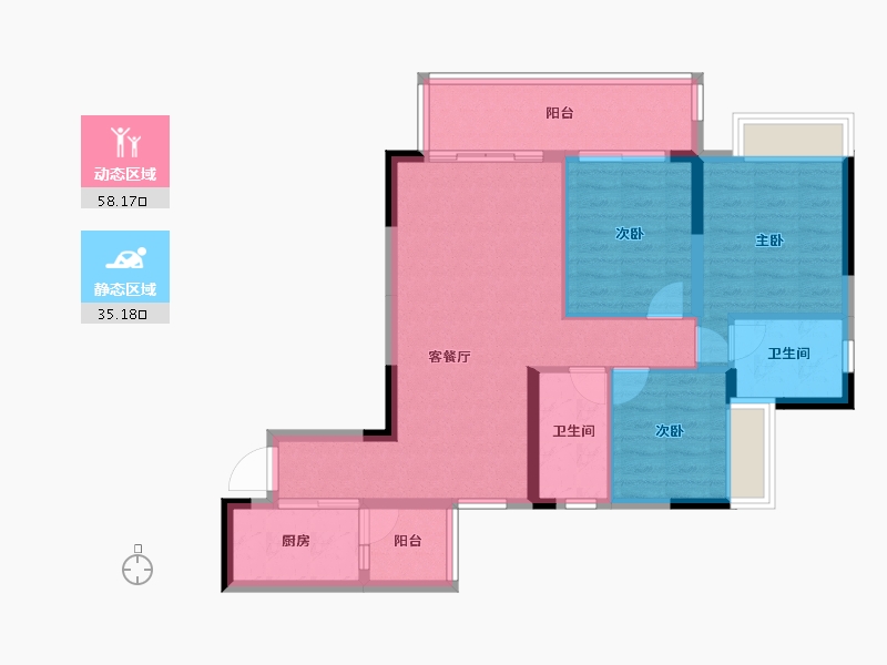 重庆-重庆市-银河公园山水-83.44-户型库-动静分区