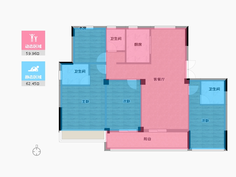 浙江省-台州市-方远天颐府-111.14-户型库-动静分区