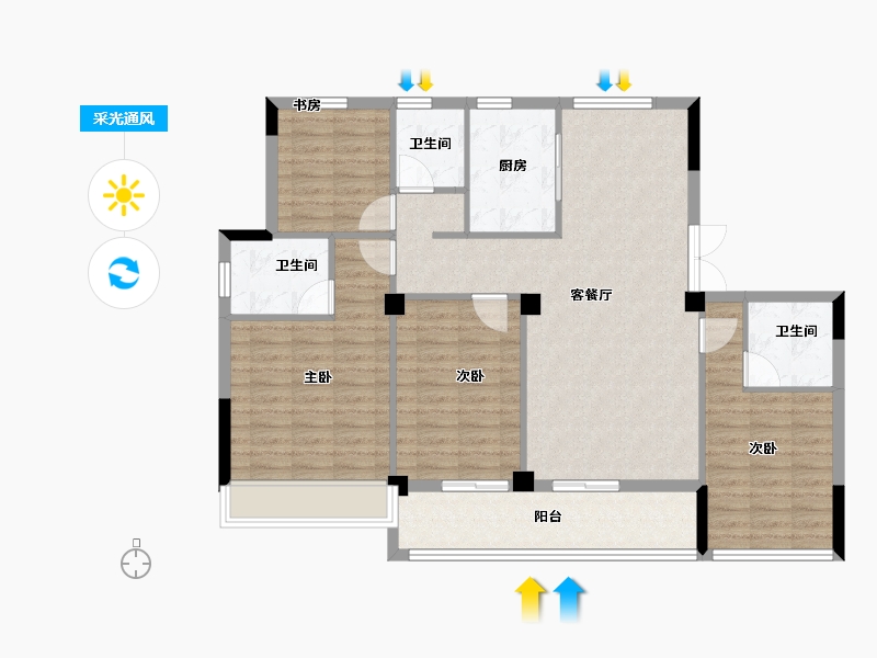 浙江省-台州市-方远天颐府-111.14-户型库-采光通风