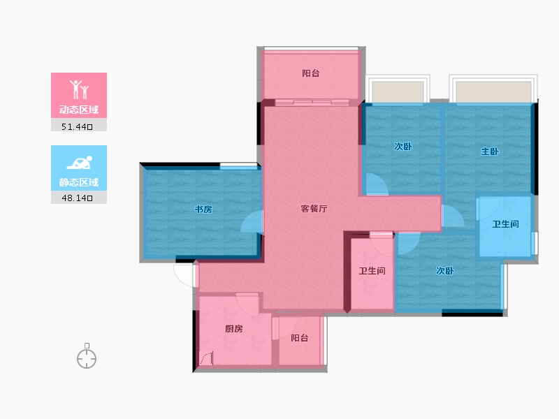 重庆-重庆市-龙兴国际生态新城-88.24-户型库-动静分区