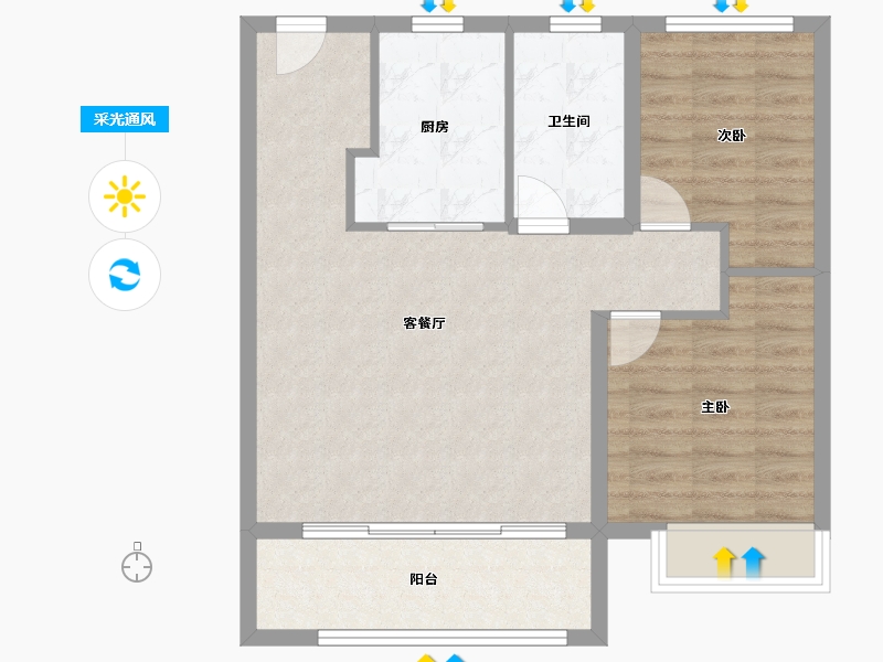 山东省-青岛市-海信盟旺世家二期-71.20-户型库-采光通风