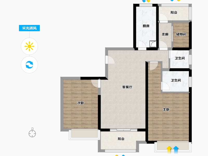 江苏省-无锡市-梁溪本源-105.00-户型库-采光通风