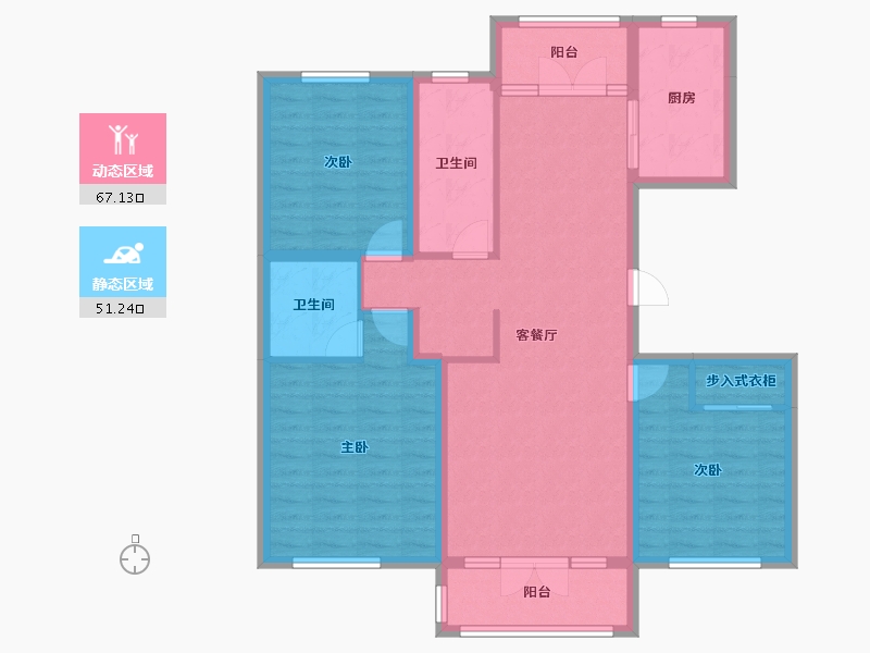 山东省-青岛市-新兴中心城-105.68-户型库-动静分区