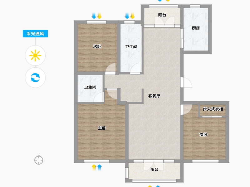 山东省-青岛市-新兴中心城-105.68-户型库-采光通风