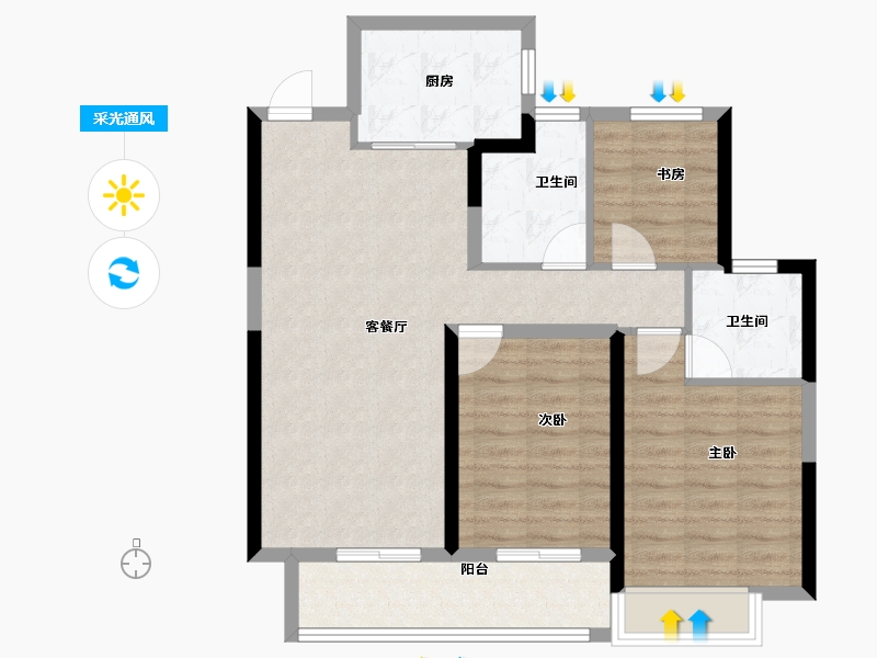 浙江省-台州市-方远荣安玖樾府-83.20-户型库-采光通风