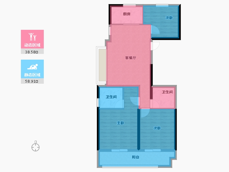 浙江省-台州市-方远荣安玖樾府-87.20-户型库-动静分区