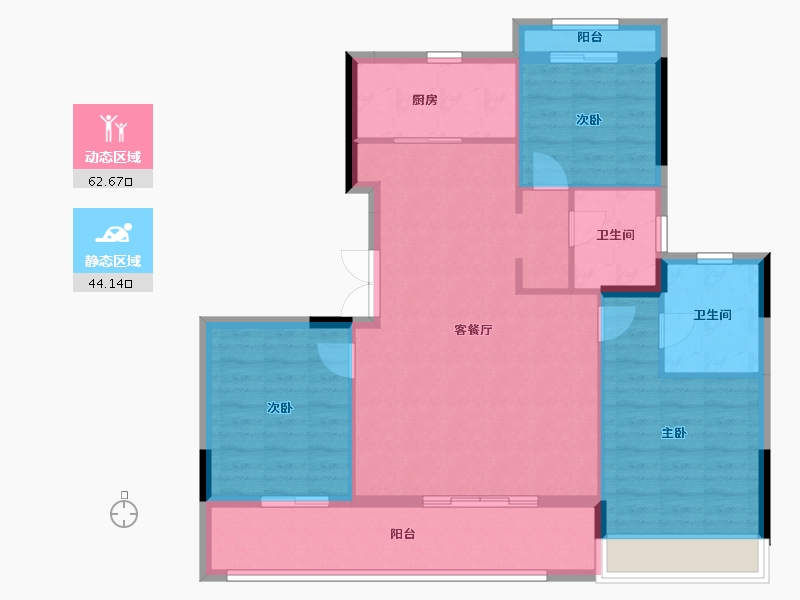 浙江省-台州市-方远天颐府-96.80-户型库-动静分区