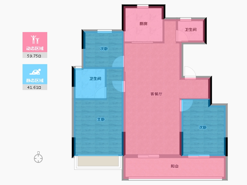 浙江省-台州市-龙湖坤和湖城大境-91.20-户型库-动静分区