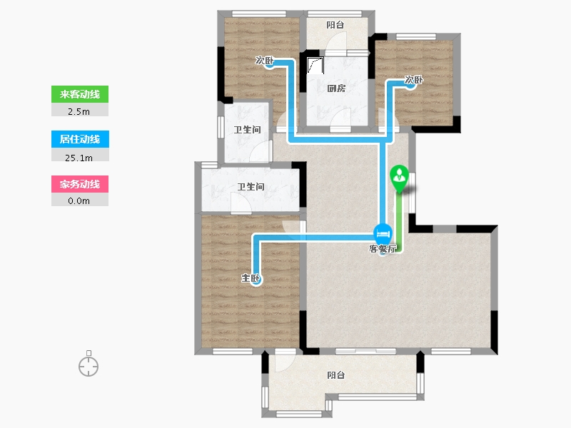 重庆-重庆市-蓝光公园悦湖-114.52-户型库-动静线