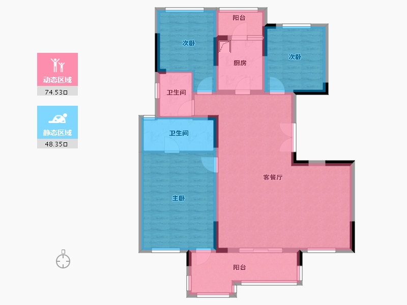 重庆-重庆市-蓝光公园悦湖-114.52-户型库-动静分区